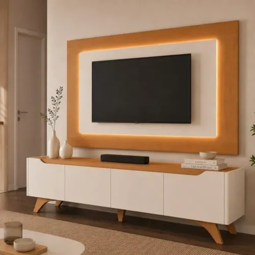 Painel Atenas para Tv Até 58 Polegadas com Led Mavaular e Buffet Atenas 4 Portas Mavaular