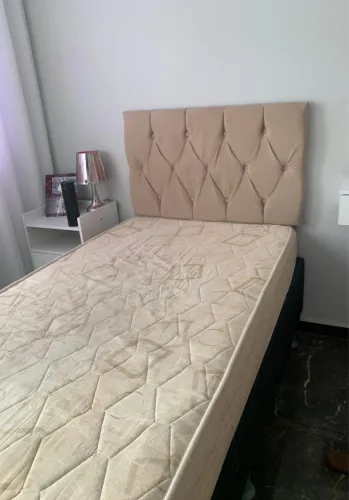 COLCHÃO ORTOCHRIN e BOX ORTOBOM com CABECEIRA BEGE