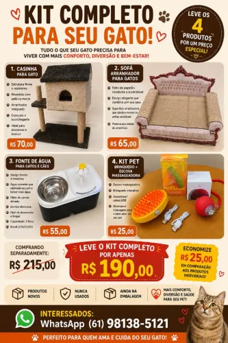 Casinha/sofá e bebedouro elétrico para gatos