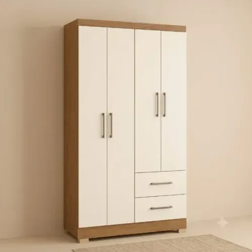 Guarda Roupa Vitoria Noce/Perola De Solteiro