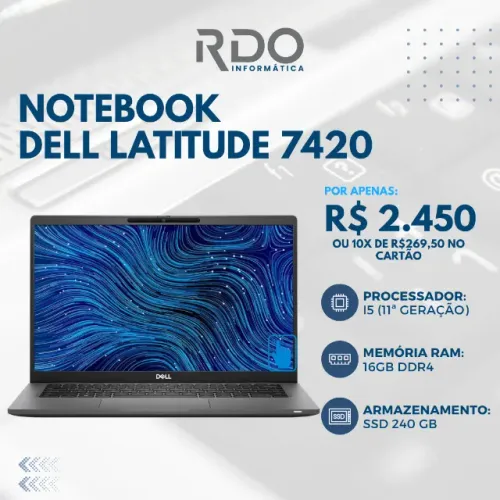 Notebook Dell 7420 Core I5 11A 16GB RAM SSD 240GB | Ideal para Tarefas Administrativas