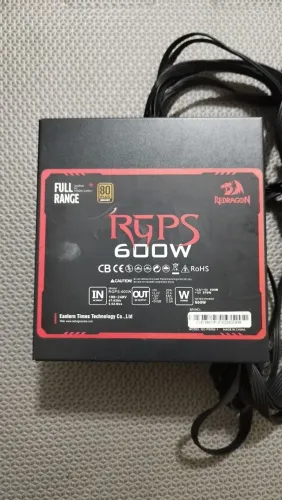 Fonte Gamer Redragon RGPS 600W 80 Plus Bronze (PFC Ativo) - Excelente Estado