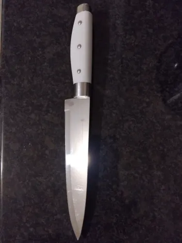 Faca De Cozinha Em Inox 27.8 cm 6 Polegadas Cabo Branco Ergonômico