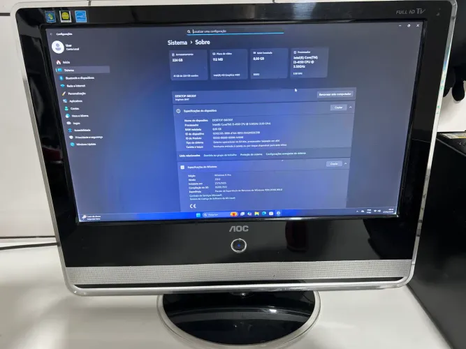 PC Dell Inspiron Compacto + Monitor TV 22" Full HD - Pronto para Uso (SSD + 8GB)
