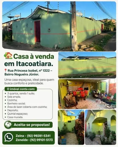 Casa à venda em Itacoatiara- 3 quarto, suíte e quintal amplo 
