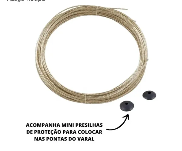Corda para Varal de Aço Encapado, 20m, Antiferrugem.