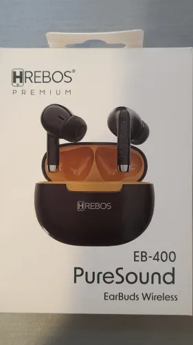 Fone de Ouvido Sem Fio Bluetooth Hrebos EB-400 PureSound Preto e Amarelo