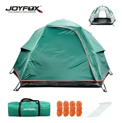 (42) Barraca Camping Joyfox Automática Impermeável 3000mm 5-6 Pessoas Verde