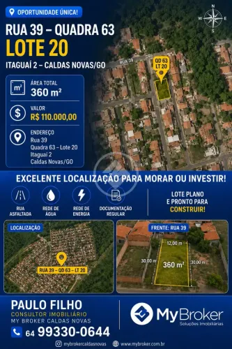 LOTE À VENDA ITAGUAÍ 2 | CALDAS NOVAS/GO codigo: 354452
