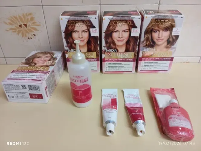 KIT C/4 CAIXAS DE TINTURA IMÉDIA EXCELLENCE LOREAL 6.41(2)+7(1)+METADE(7+6.41)
