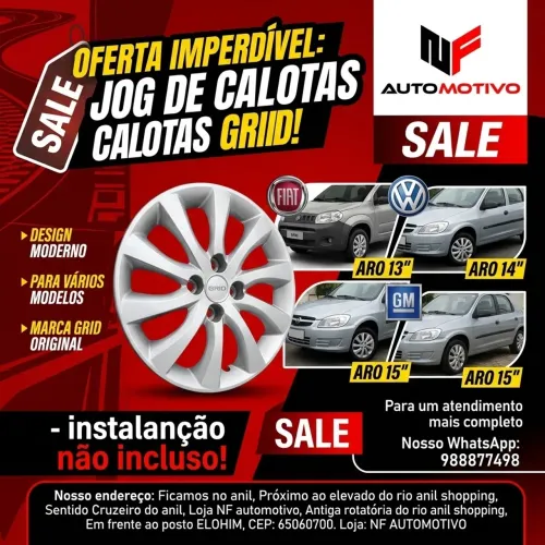 Calotas grid, vários carros 