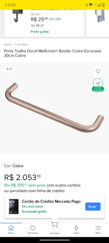 Porta toalhas 50cm mix & match cobre escovado Docol