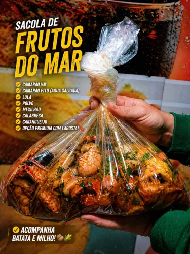 ? Sacola de Frutos do Mar 1KG (Camarão, Caranguejo, Anel de Lula, Mexilhão) + Batata 