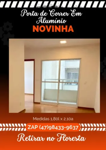 Porta de Correr Alumínio Novinha 1,80 x 2,10