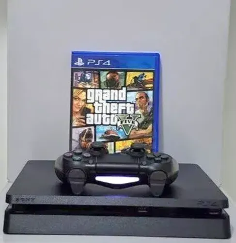 Playstation 4 Slim + JOGO GTA 5 Completo!! (Aceito Cartão)