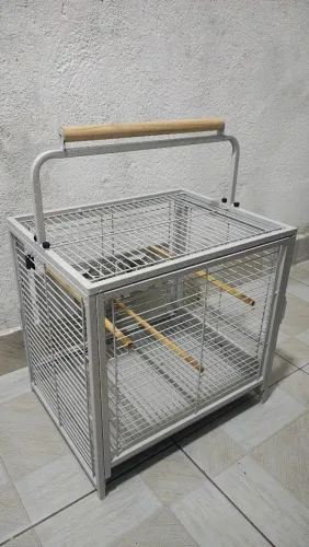 Gaiola de pássaro portátil com alça, metal resistente