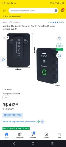 Vendo sistema de monitoramento de fones de ouvido Wp9 . Na caixa 
