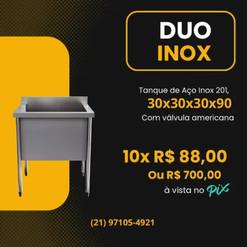Tanque de inox 30x30x30x90