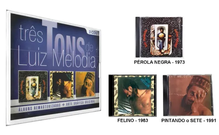 Box 3 Cds LUIZ MELODIA - TRÊS TONS de 2013 Br - LACRADO