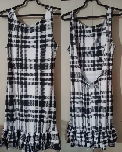 Vestido xadrez em malha fria