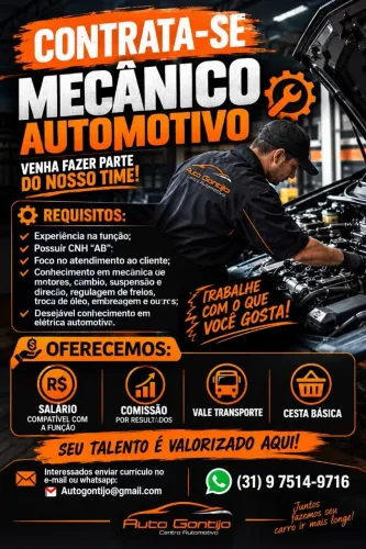 Vaga de emprego para mecânico com experiência 