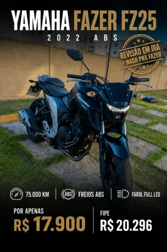 Yamaha FZ25 Fazer 250 2021 Preta - Full LED, abaixo da FIPE