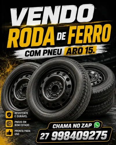 Roda de Ferro Aro 15 com Pneu 195/60