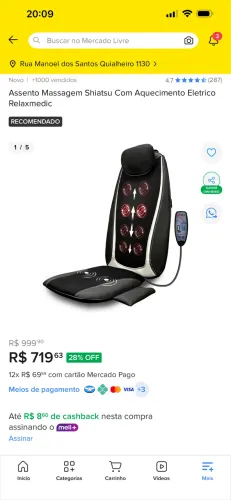 Assento massageador Shiatsu 