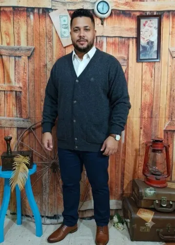 Cardigã masculino G/GG via vêneto 80% lã