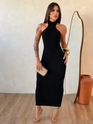 Vestido tricô modal Premium Longo