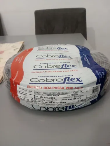 Rolo 100m cabo 4,0mm preto cobreflex 