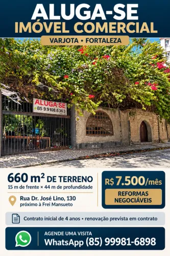 Alugo Imóvel Comercial na Varjota - 660 m² - Próximo à Frei Mansueto