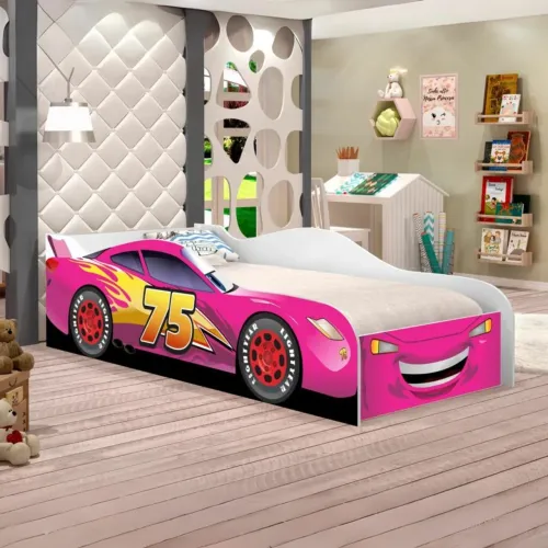 Cama juvenil carro menina rosa 09 - ENTREGA HOJE !!!