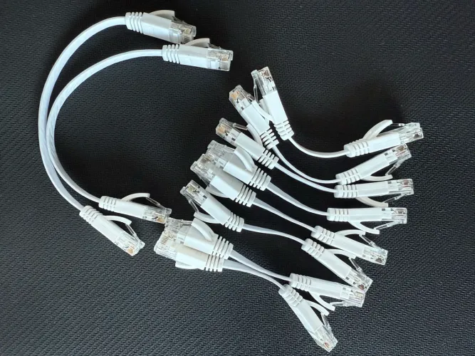 Kit 10 Cabos Patch Cord Flat Slim - Brancos - 8x 10 cm + 2x 20cm