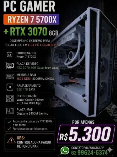 ? PC Gamer Ryzen 7 5700X + RTX 3070 8GB + 16GB RAM