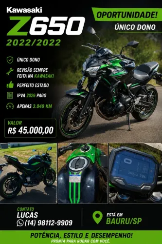 Oportunidade - Venda Moto Kawazaki Z650 Unico Dono, SEM DETALHES.