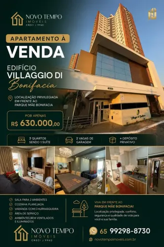 Apartamento á venda em Frente ao parque Mãe Bonifacia, Cuiabá-MT