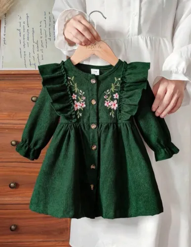 Vestido bebê 9 a 12 meses verde