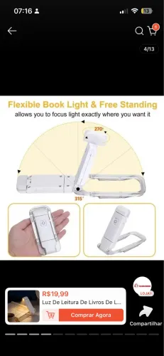 Luz De Leitura De Livros De Leds