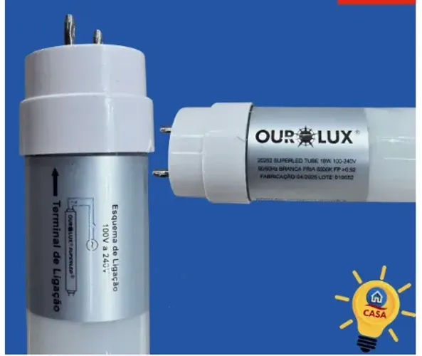 Lâmpada Led 18w Tubular T8 120cm 6500k Branco frio Ourolux