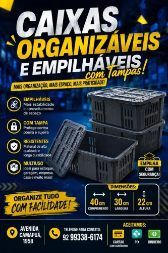 Caixas plástica empilhaveis e com tampas novas!