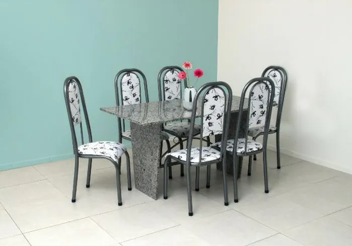 Conjunto mesa Albânia granito de 06 cadeiras = Pronta entrega!