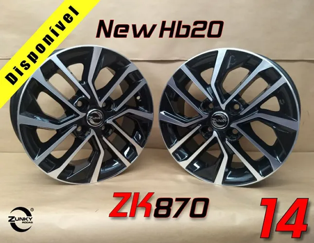 Roda aro 14 new hb20 preta com diamantado 4x100 jogo