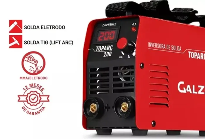 Máquina Inversora de Solda Profissional Mma Tig e Tig Tocha Seca 200A 220v