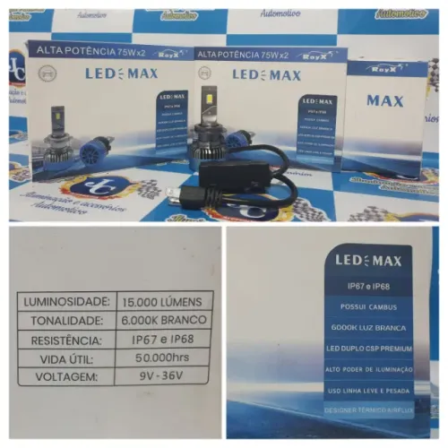 Ultra Led Max 15.000 Lúmens - Modelo H7 para Farol Foco Duplo