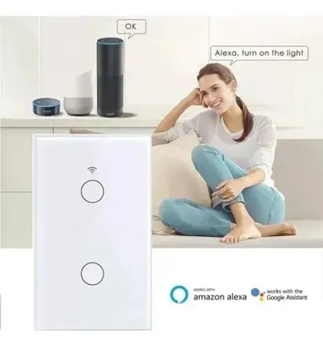 Interruptor wi-fi inteligente - 02 teclas touch - Alexa - *sem necessidade de neutro