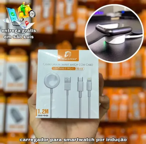 Carregador de Smartwatch por indução e cabo- ENTREGA A DOMICÍLIO