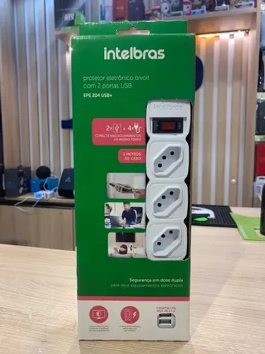 Protetor Filtro de linha - 4 Temadas - 2 USB - Intelbras - Loja Fisica 