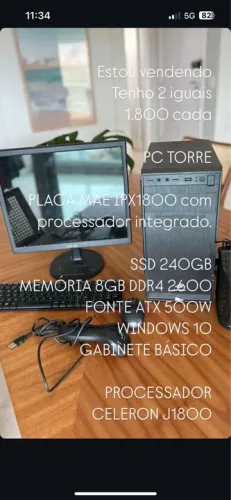 PC Completo J1800 - 8GB DDR4 - SSD 240GB