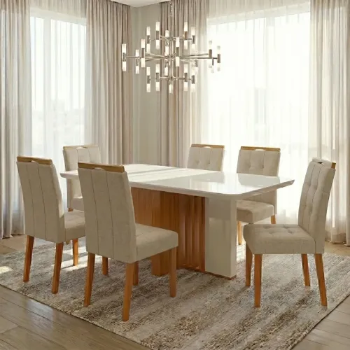 Mesa de Jantar Tampo Maxi 170 com 6 Cadeiras- Entrega Rápida